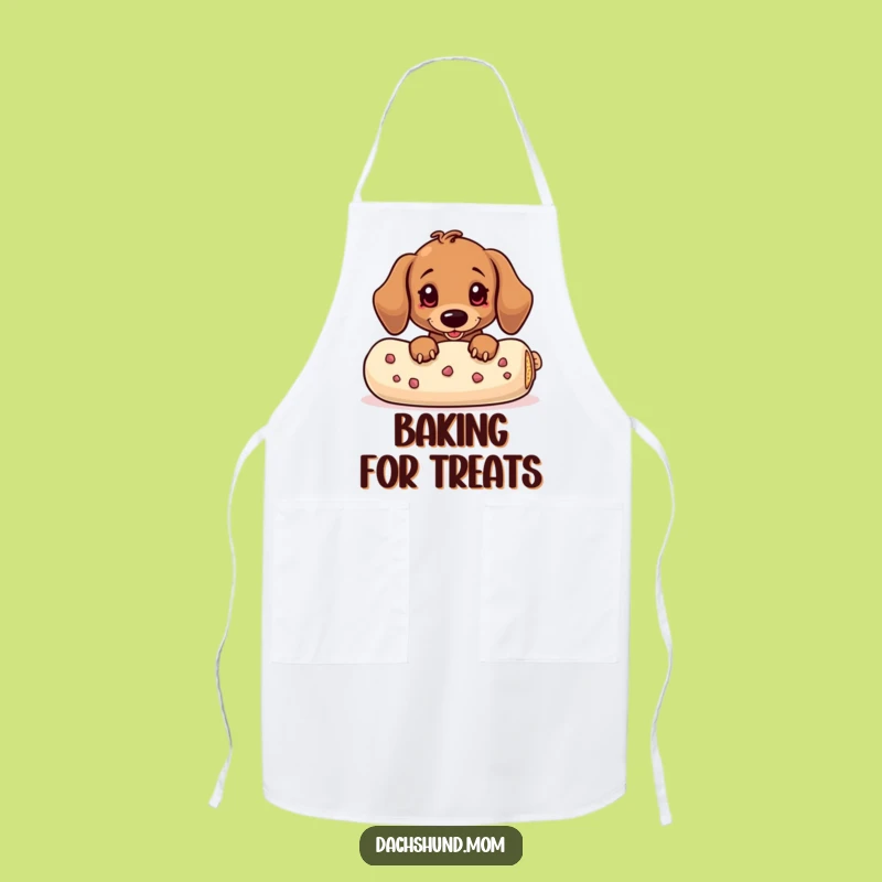 Funny Kawaii Dachshund Treat Peek Apron - Chef Wiener Dog Kitchen Gift
