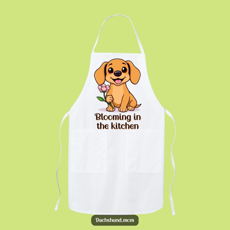 Funny Kawaii Dachshund Flower Apron: Cook and Bake with This Cute Wiener Dog Kitchenware