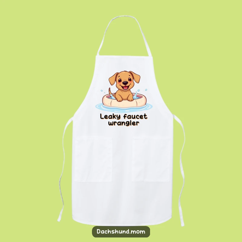Funny Dachshund Puppy Pool Splash Apron: Kitchen Fun for Dog Lovers
