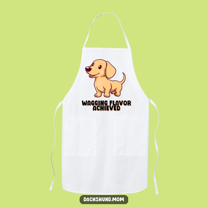 Funny Dachshund Wagging Tail Apron: Cheerful Sausage Dog Kitchen Gift