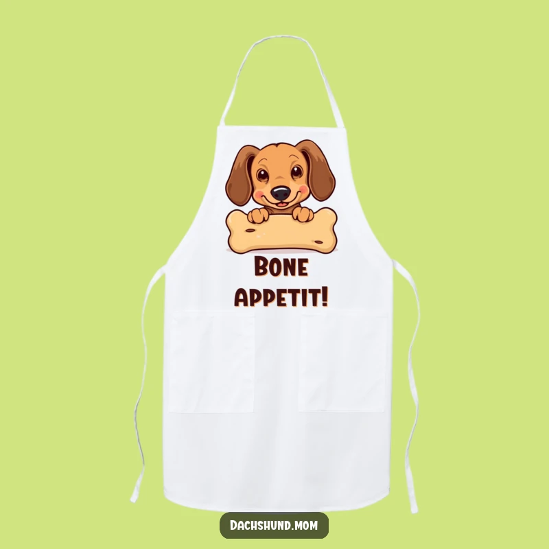 Funny Kawaii Dachshund Apron: Cute Bone Peek Kitchen Wear for Dog Lovers
