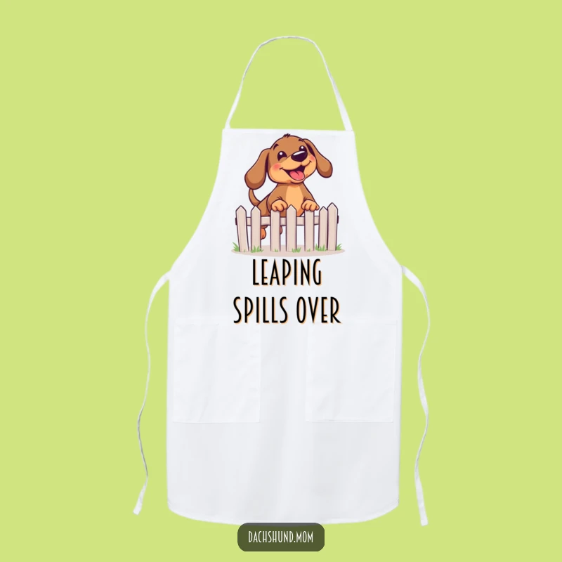 Funny Kawaii Dachshund Apron: Joyful Leap Kitchen Fun, Unique Gift
