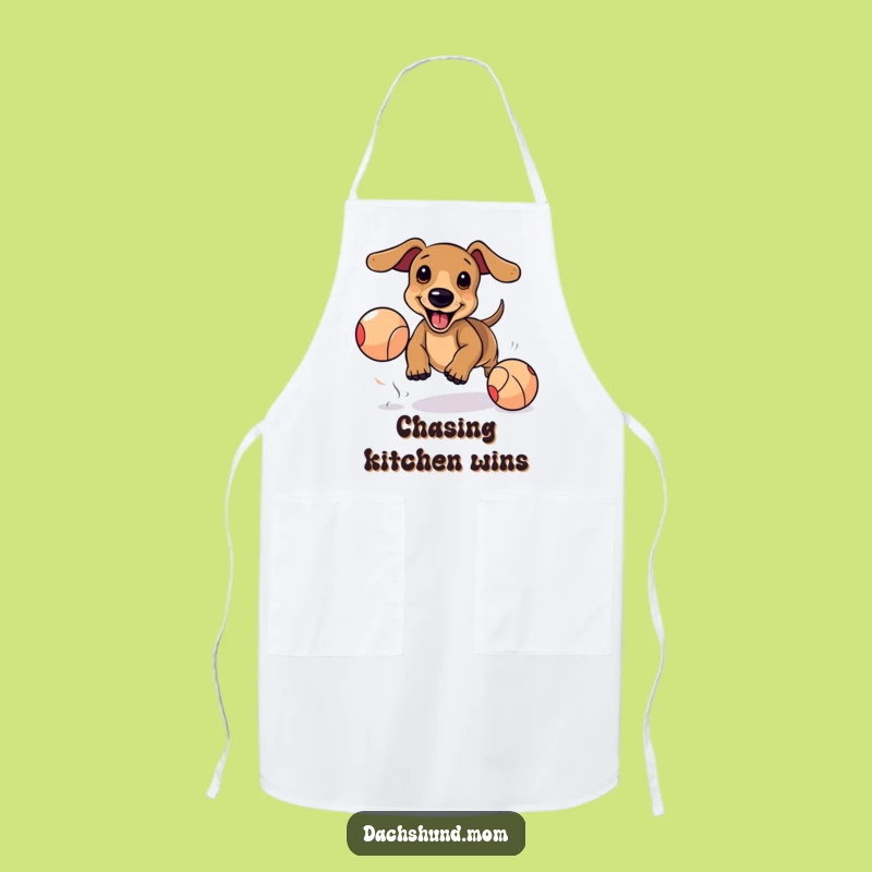 Funny Kawaii Dachshund Apron: Playful Pup Chef, Excited Ball Time, Unique Funny Gift