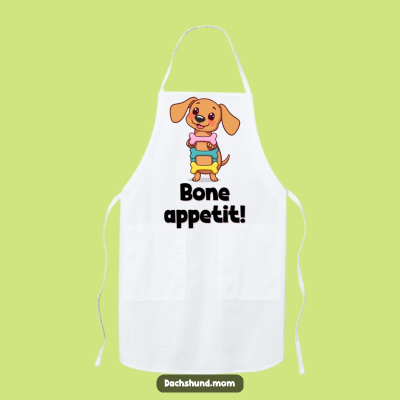 Funny Kawaii Dachshund Bone Balance Apron - Talented Wiener Dog Cooking
