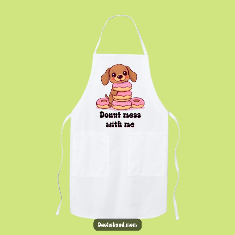 Funny Kawaii Dachshund Donut Apron: Kitchen Balancing Act Surprise