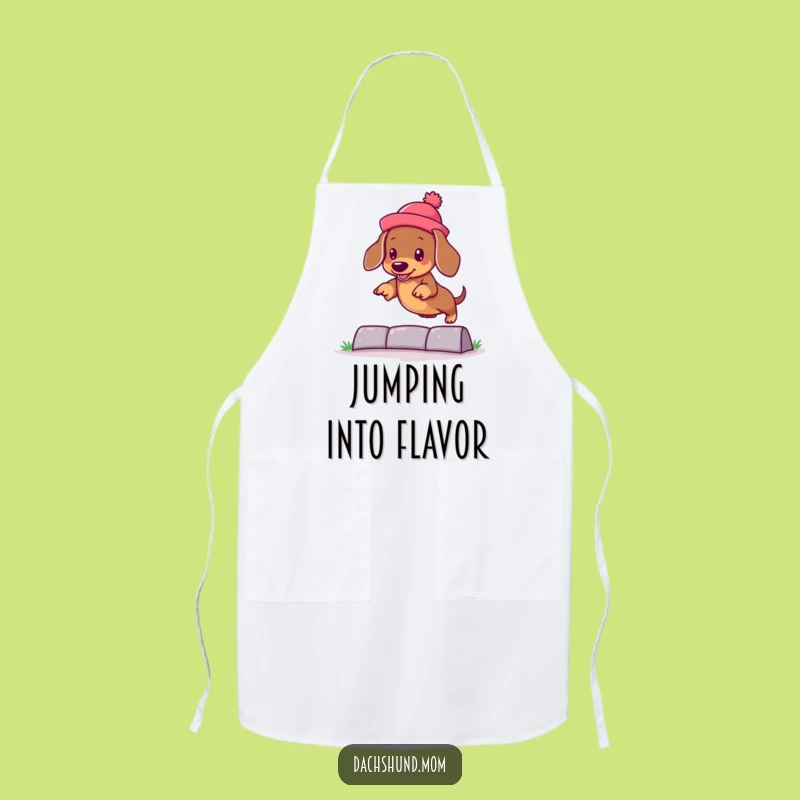 Funny Kawaii Dachshund Hat Jump Apron: Cook with Canine Comedy & Charm