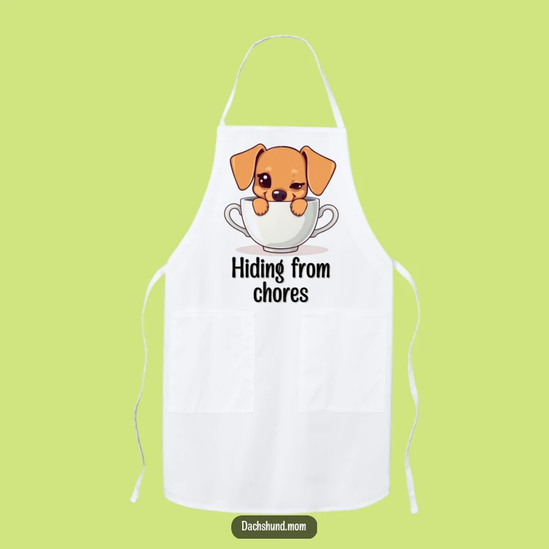 Funny Kawaii Dachshund Teacup Apron: Chef Pup, Kitchen Humor