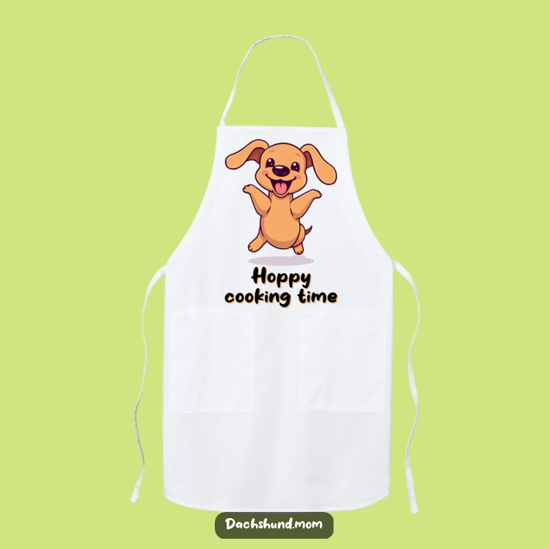Funny Kawaii Dachshund Hop Apron - Energetic Wiener Dog Cooking