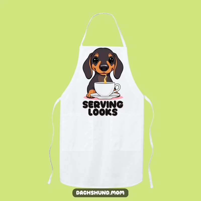 Funny Dachshund Teacup Balance Apron - Chef Wiener Dog Kitchen Accessory
