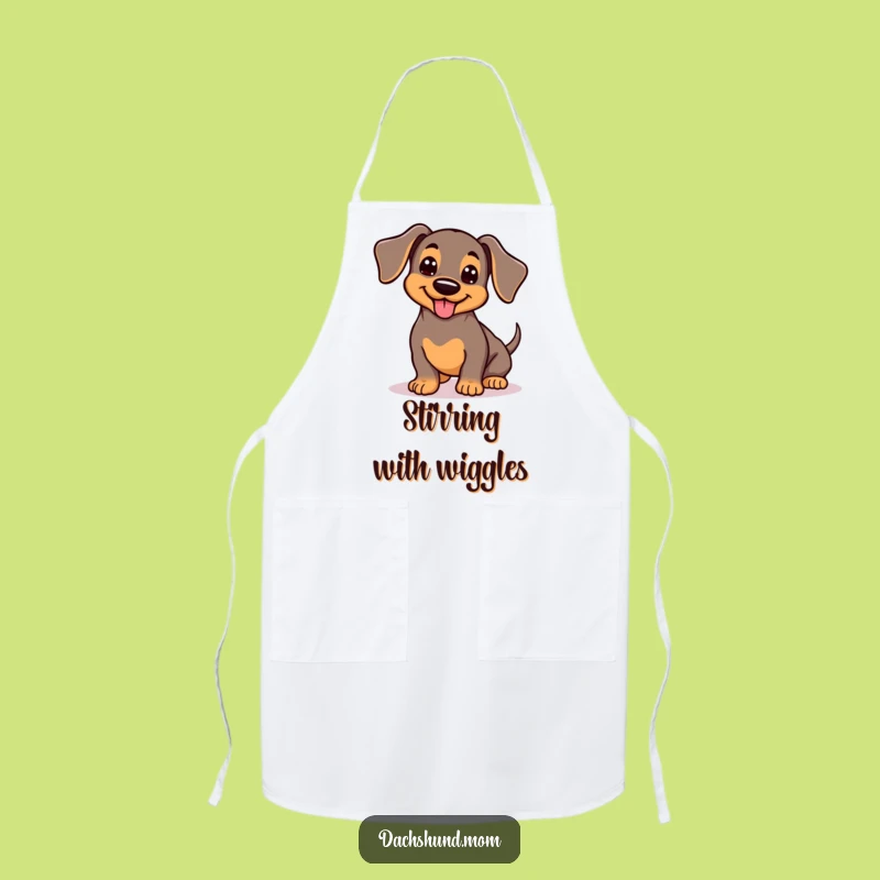 Funny Kawaii Dachshund Apron: Kitchen Wiggler, Wagging Tail Chef, Unique Funny Gift