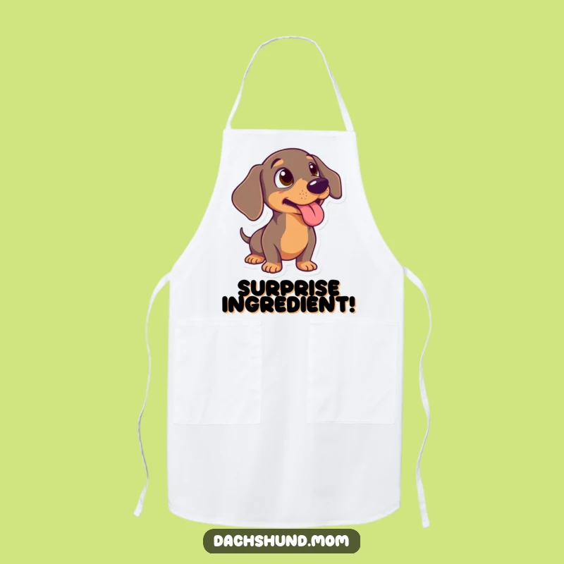 Funny Surprised Dachshund Tongue Out Apron - Kitchen Wiener Dog Fun