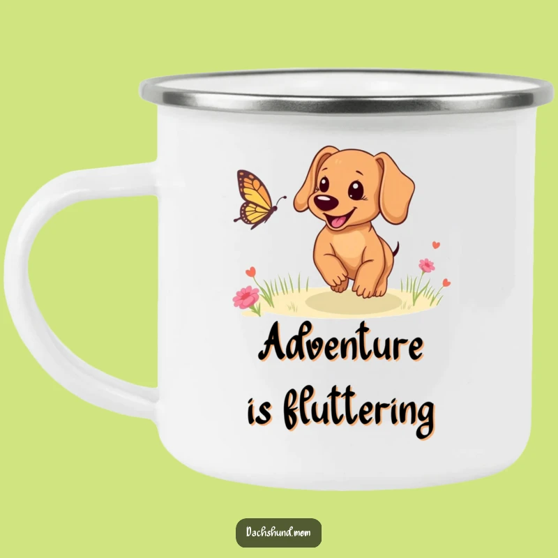 Durable Funny Dachshund Puppy Butterfly Camping Mug: Outdoor Fun Gift