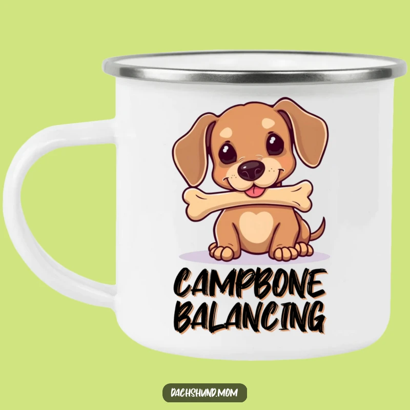 Funny Kawaii Dachshund Enamel Mug: Balance Master Camp Companion, Perfect Cozy Funny Gift!