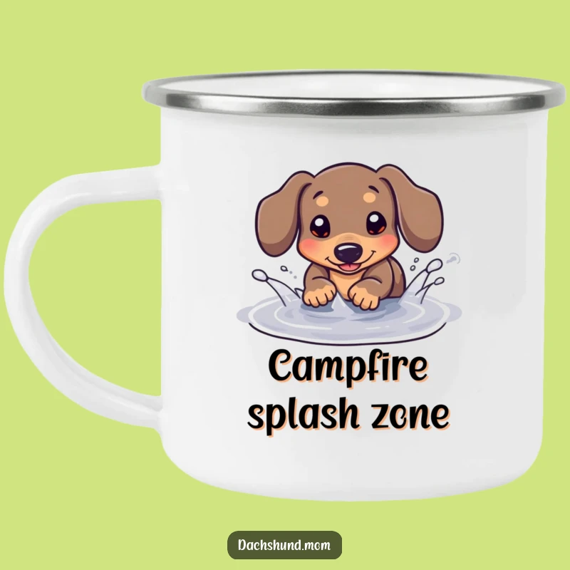 Funny Kawaii Dachshund Puddle Splash Camping Mug - Outdoor Dog Fun