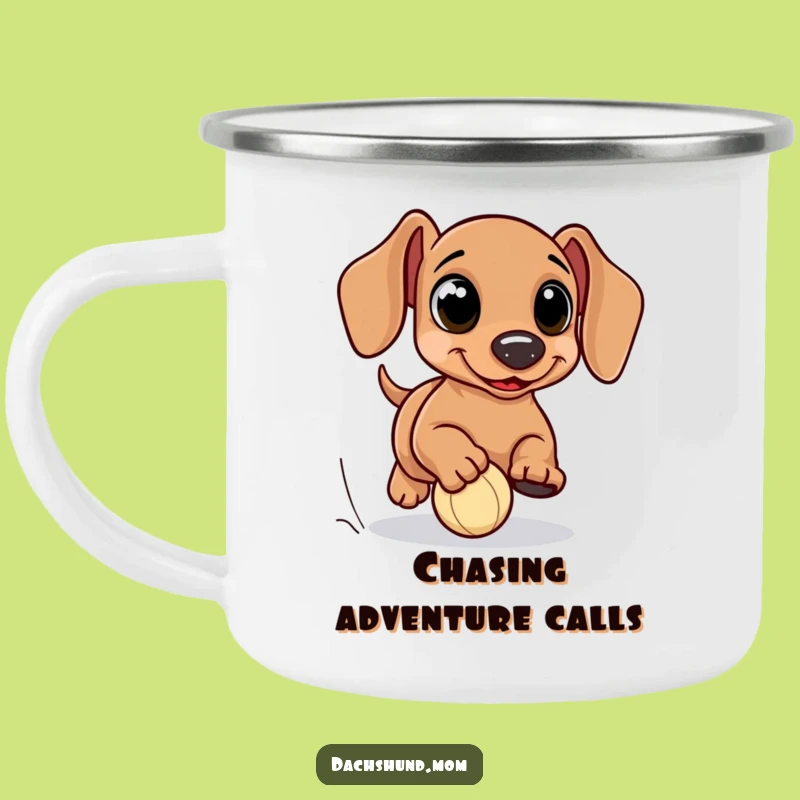 Funny Kawaii Dachshund Ball Chase Camp Mug - Durable Wiener Dog Gear