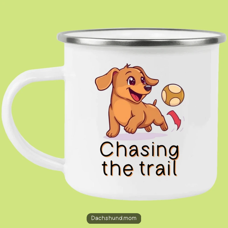 Funny Wiener Dog Ball Chase Camping Mug - Outdoor Playful Dachshund Gift
