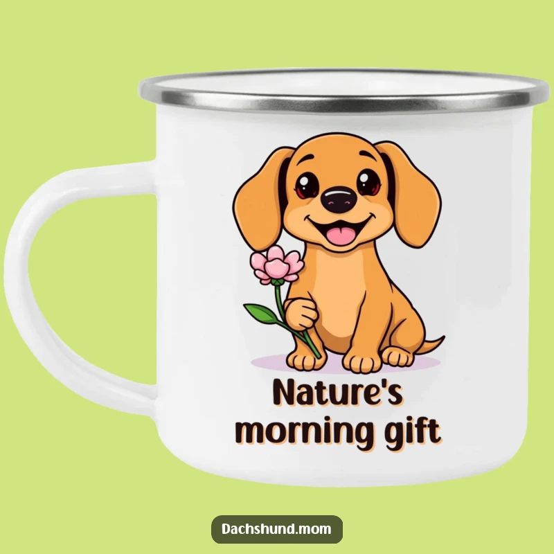 Durable Funny Kawaii Dachshund Flower Camping Mug: Adventure with This Cute Wiener Dog Cup