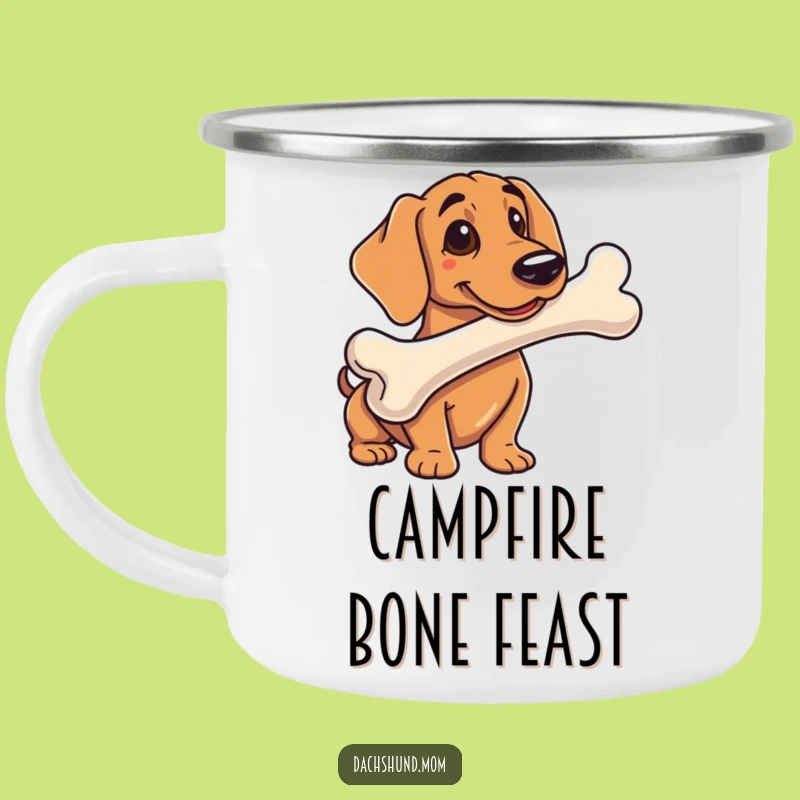 Funny Dachshund Bone Camping Mug: Sausage Dog Adventure Gift