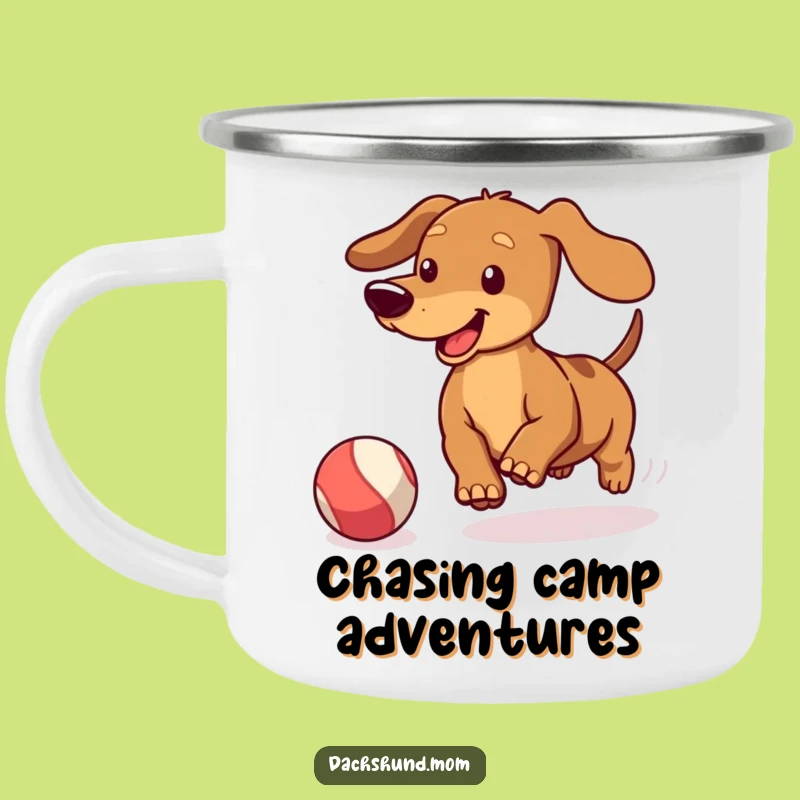 Funny Kawaii Dachshund Ball Chase Camping Mug: Outdoor Playtime, Perfect Gift