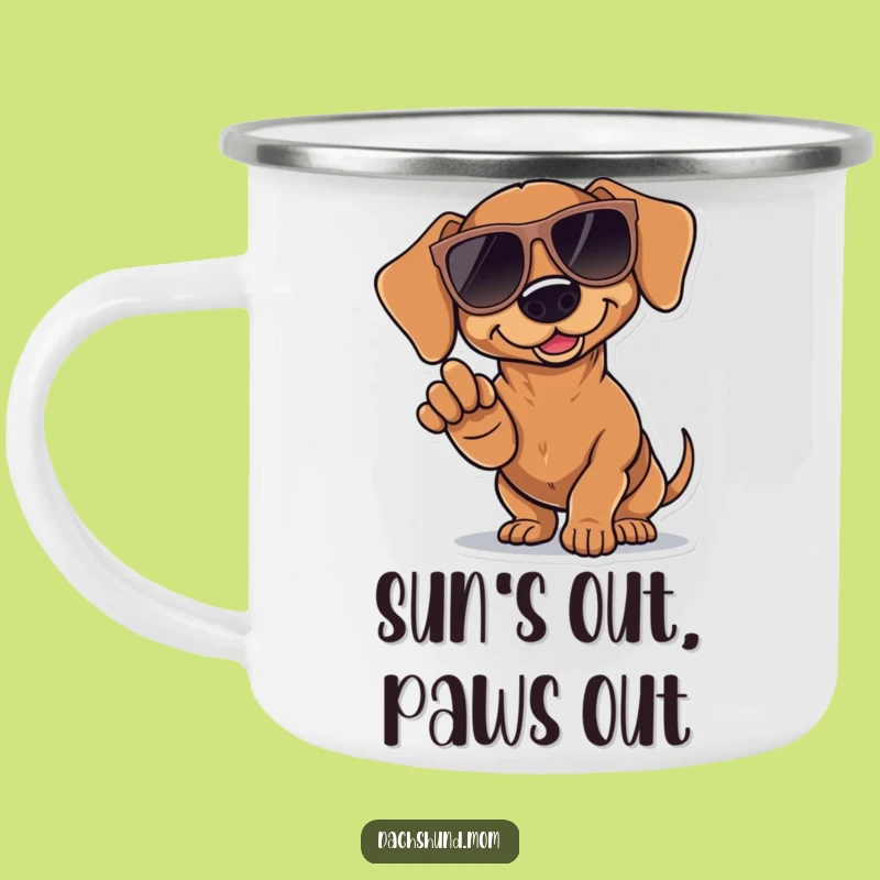 Funny Kawaii Dachshund Camping Mug: Cool Sunglasses Cup for Outdoors