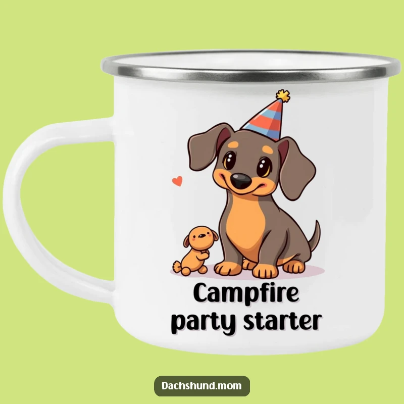 Funny Kawaii Dachshund Camping Mug: Festive Juggling Cup for Outdoors