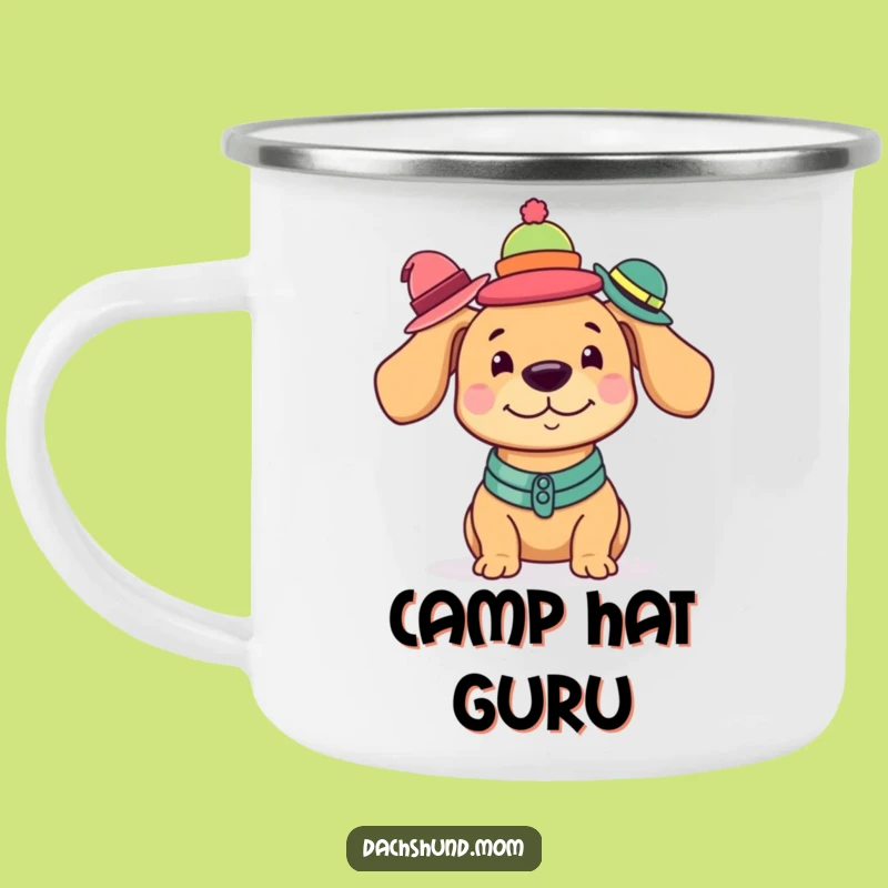 Funny Kawaii Dachshund Camping Mug: Hat Balance Adventure, Outdoor Gift