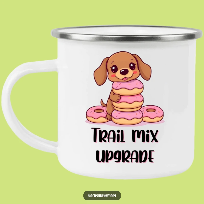 Funny Kawaii Dachshund Donut Camping Mug: Balancing Act Outdoors Gift
