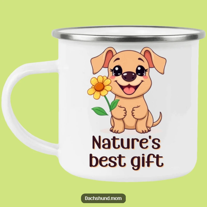 Funny Kawaii Dachshund Flower Camping Mug: Sip with Joy, Outdoor Gift!