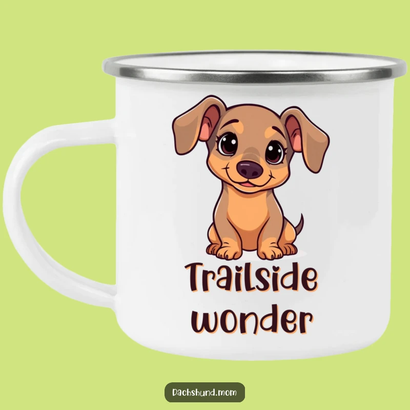 Funny Kawaii Dachshund Head Tilt Camping Mug - Curious Wiener Dog Adventure Gift