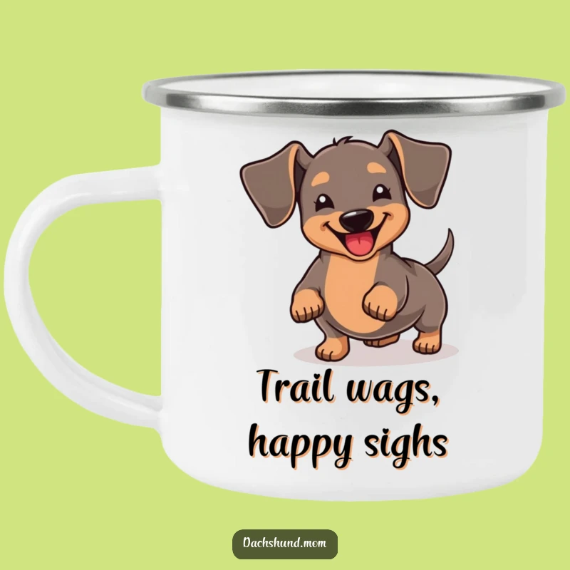 Funny Kawaii Dachshund Joyful Tail Wiggle Camping Mug - Outdoor Dachshund Adventure Mug