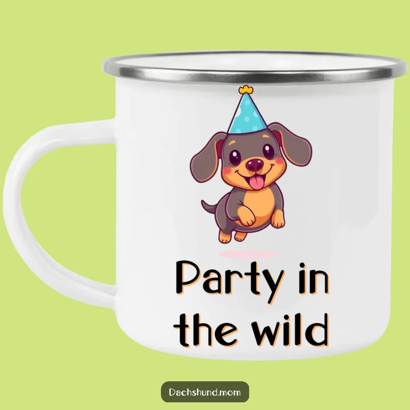 Funny Kawaii Dachshund Party Camping Mug: Celebrate Outdoors, Perfect Gift