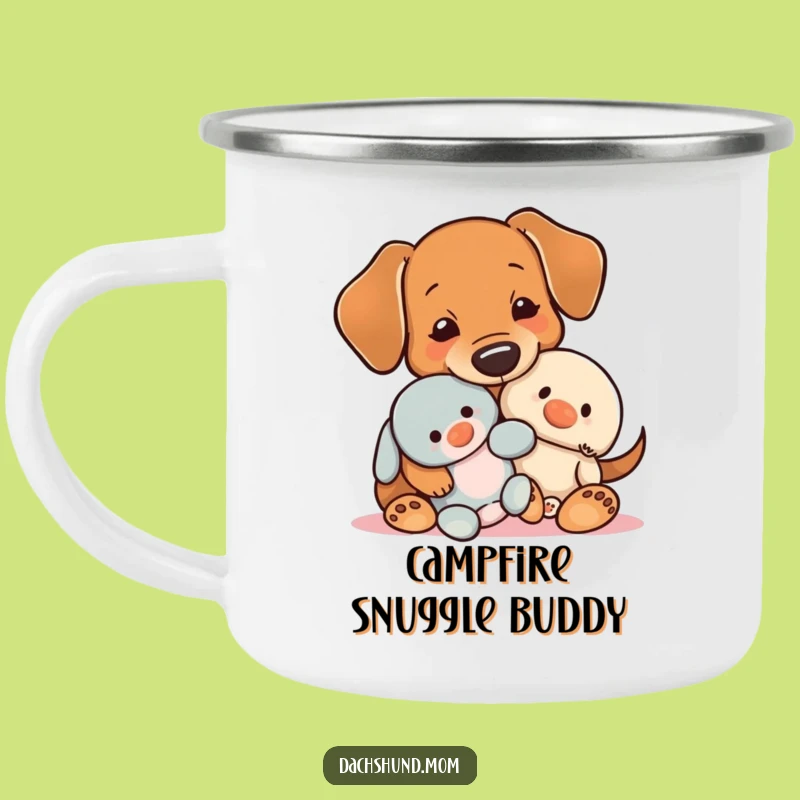 Funny Kawaii Dachshund Snuggle Camping Mug: Cozy Companionship on Adventures