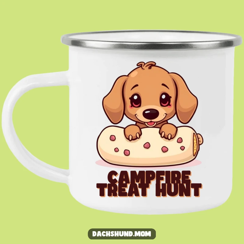 Funny Kawaii Dachshund Treat Peek Camping Mug - Wiener Dog Adventure Gift