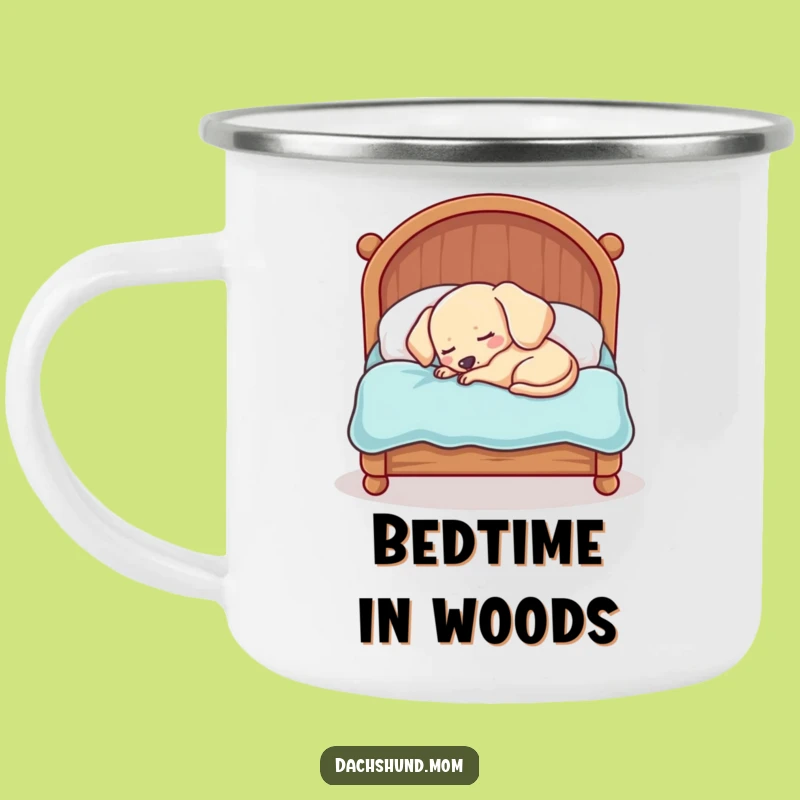 Funny Sleepy Dachshund Enamel Mug: Kawaii Campfire Companion, Perfect Cozy Funny Gift!