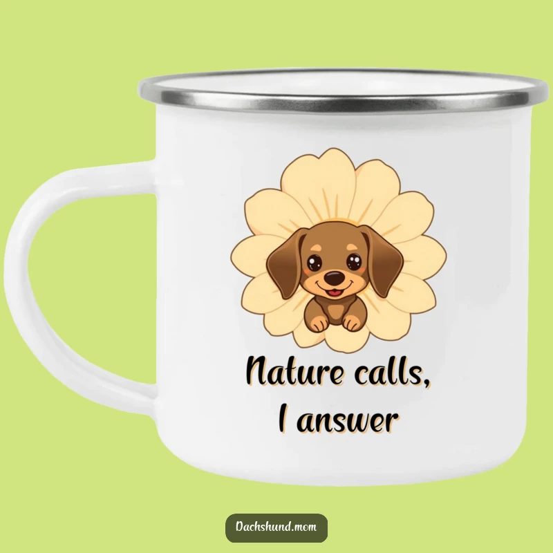 Funny Kawaii Dachshund Flower Camping Mug for Outdoor Charm