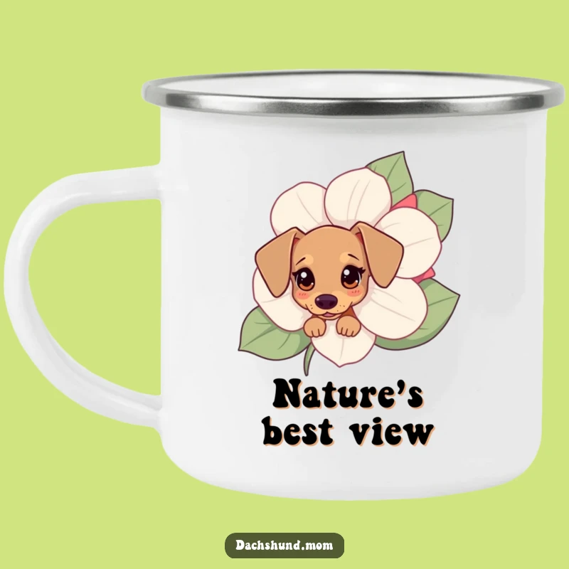 Funny Kawaii Dachshund Camping Mug - Durable Flower Peek Outdoor Gift