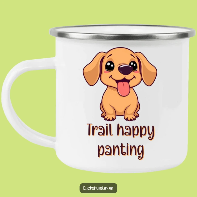 Funny Kawaii Dachshund Enamel Camping Mug - Outdoor Adventure Pet Gift