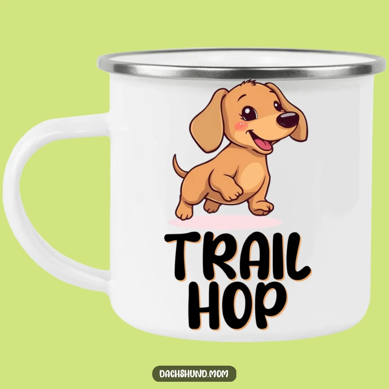 Funny Dachshund Hopping Camping Mug - Outdoor Wiener Dog Adventure