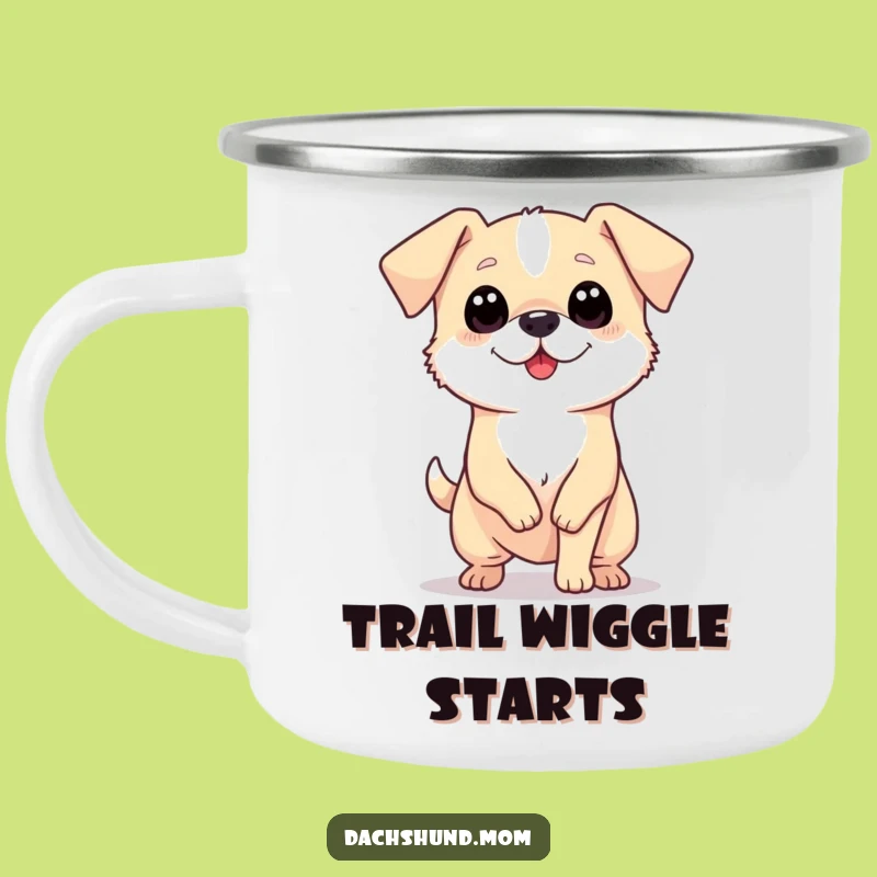 Funny Long Dog Wiggle Camping Mug - Outdoor Enthusiastic Wiener Dog Gift