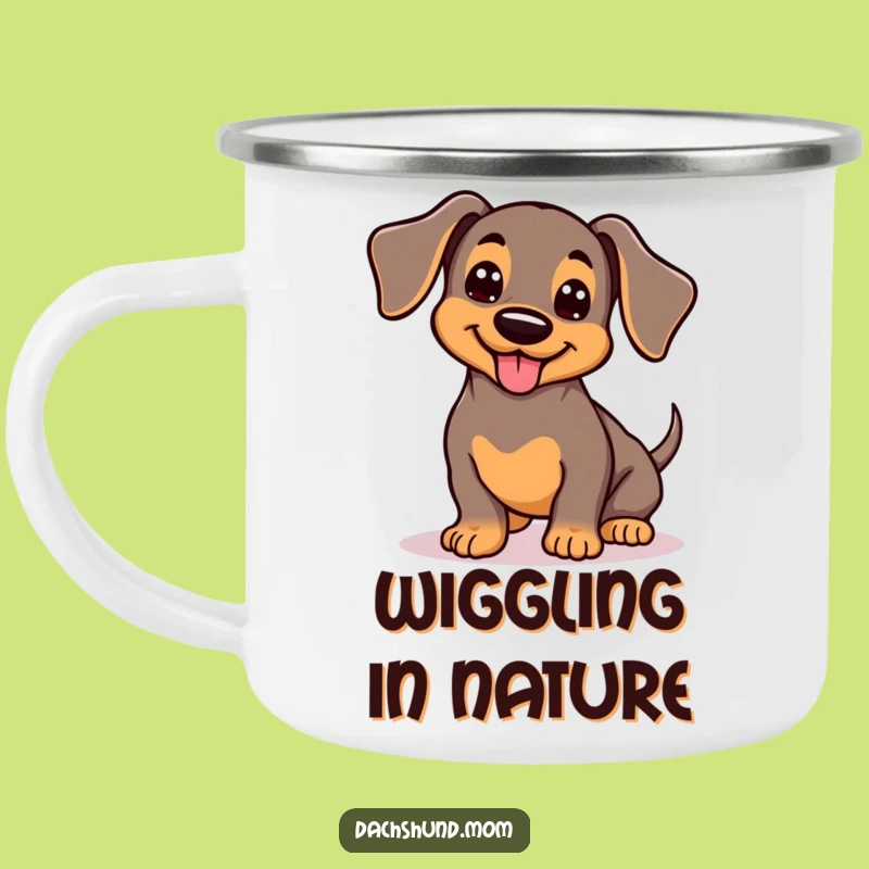 Funny Kawaii Dachshund Camping Mug: Happy Camp Pup, Wagging Tail Adventure, Outdoor Funny Gift