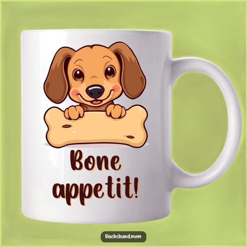 Funny Kawaii Dachshund Bone Mug: Excited Dog Gift for Wiener Dog Lovers