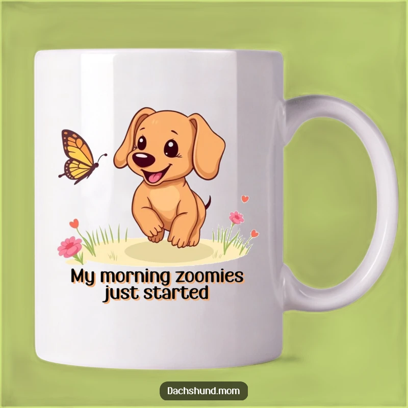 Funny Dachshund Puppy Butterfly Chase Mug: The Perfect Gift for Dog Lovers