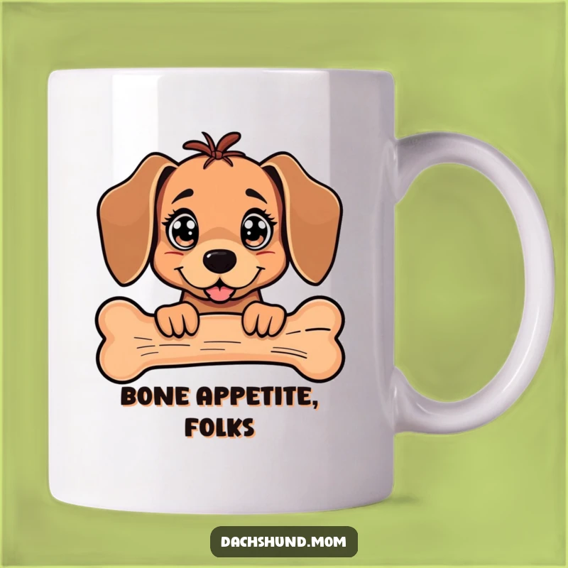 Funny Kawaii Dachshund Bone Mug: Sparkling Eyes Peek, Perfect Gift