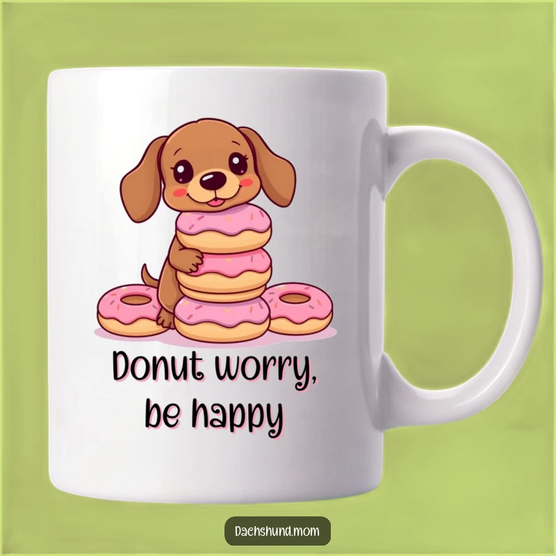 Funny Kawaii Dachshund Donut Mug: Hilarious Balancing Act Surprise Gift