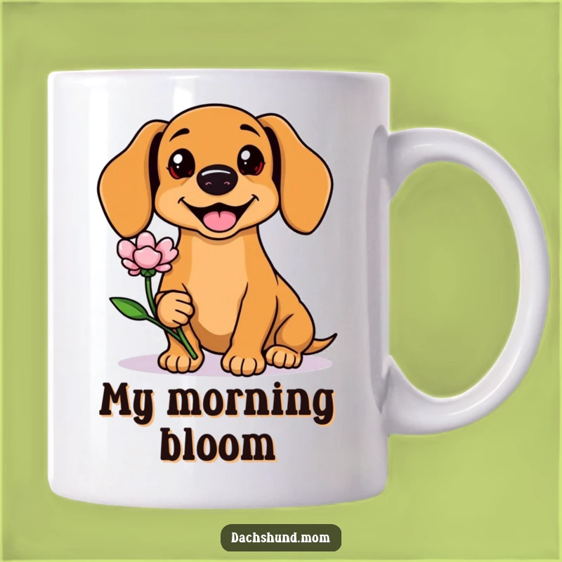 Funny Kawaii Dachshund Flower Gift Mug: Adorable Wiener Dog for a Cheerful Morning Brew