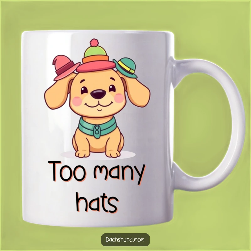 Funny Kawaii Dachshund Hat Stack Mug: Adorable Balance, Perfect Gift