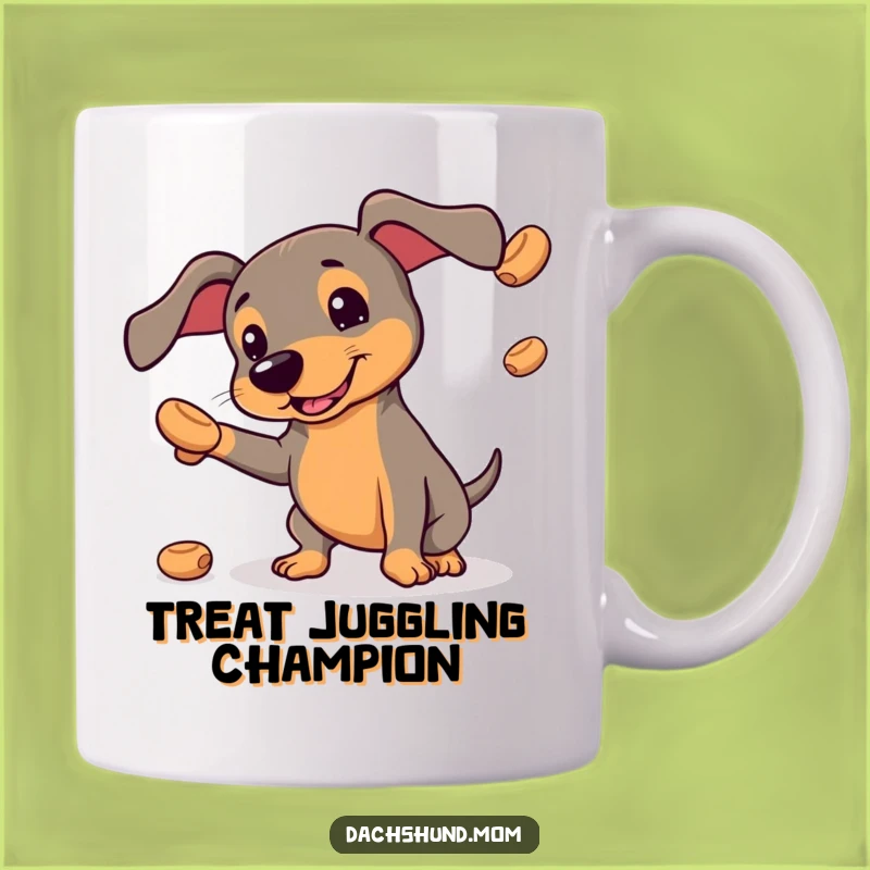 Funny Kawaii Dachshund Mug: Juggling Treats, Hilarious Gift for Dog Lovers
