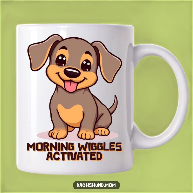 Funny Kawaii Dachshund Mug: Wiggling Dog Joy, Wagging Tail Happiness, Perfect Funny Gift