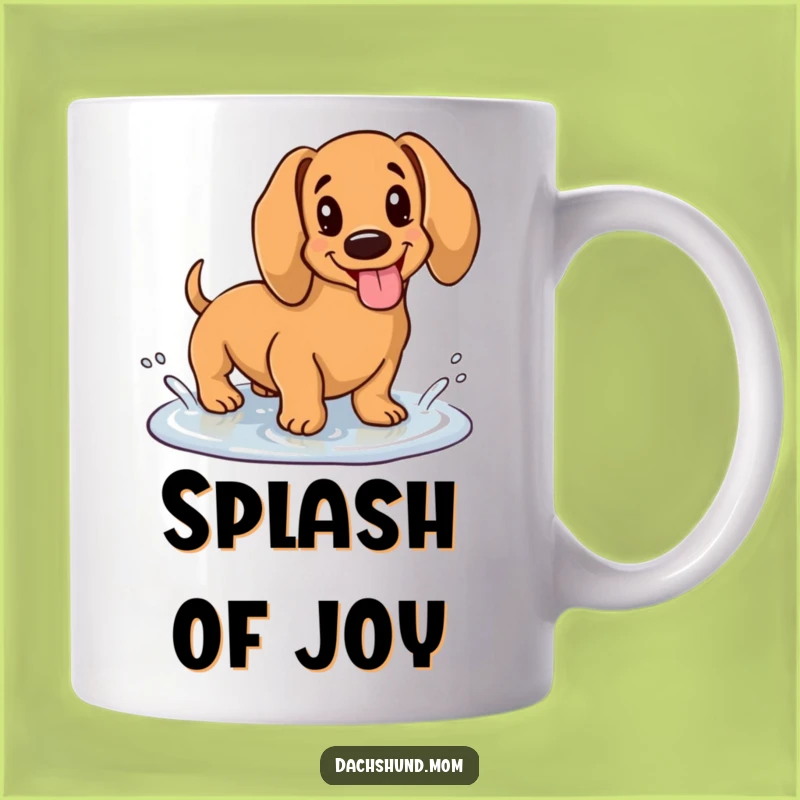Funny Kawaii Dachshund Puddle Mug: Tongue Out, Happy Splash, Cute Gift