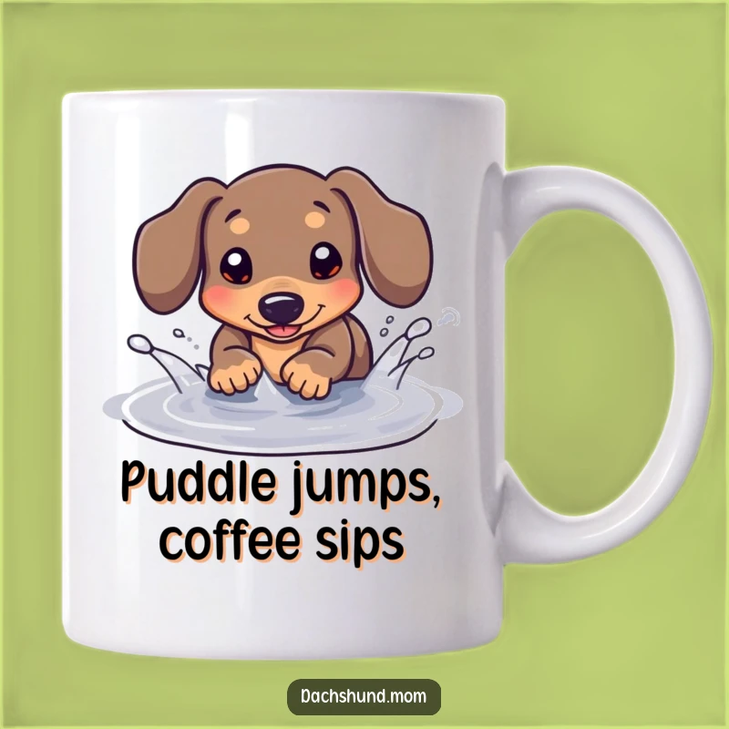 Funny Kawaii Dachshund Puddle Splash Mug - Adorable Dachshund Fun Gift